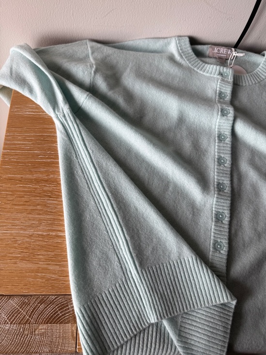 NWT! J. CREW Women’s Perfect cashmere cardigan Sky Mint Size Large 100% Cashmere - Picture 6 of 15
